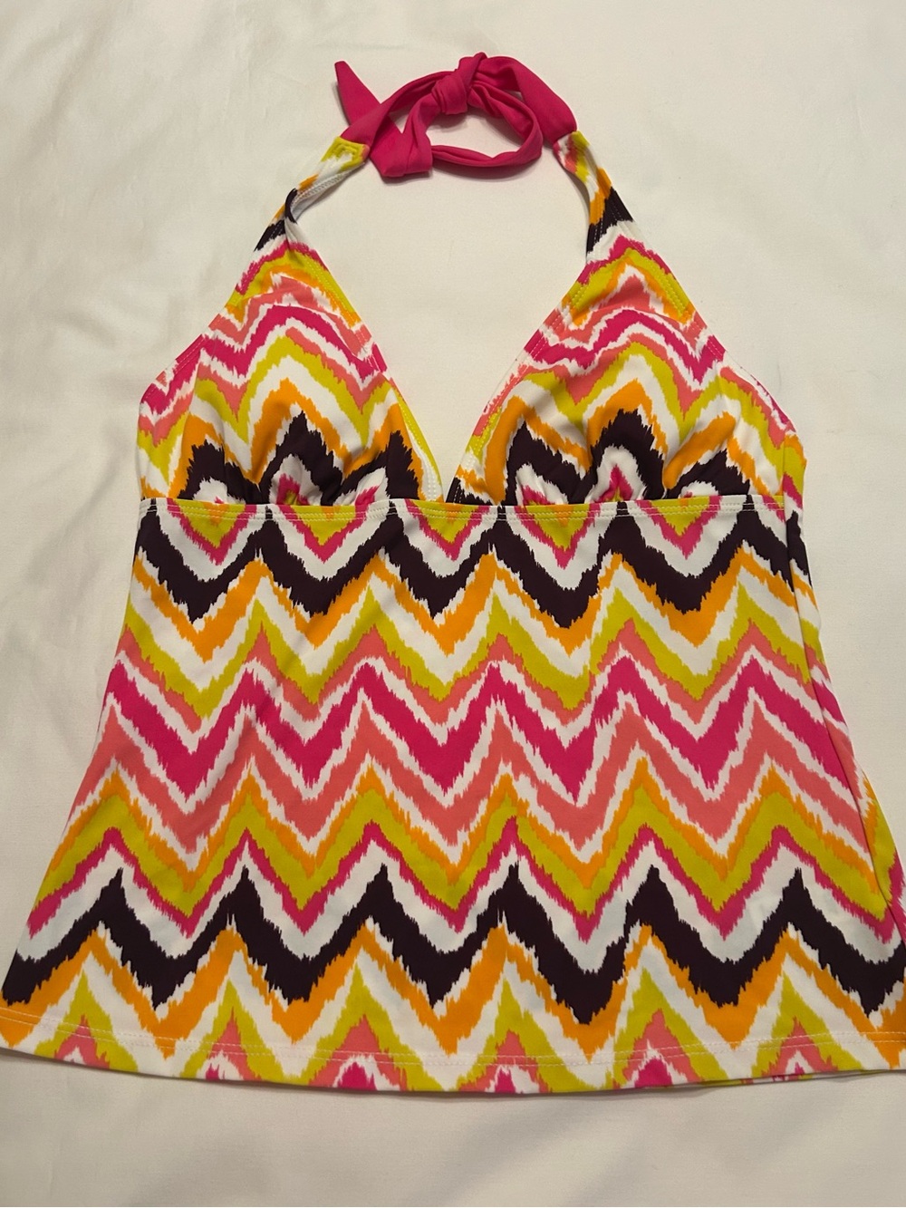 Athleta Vibrant Chevron Zig Zag Halter Tankini Top Multicolor Size Medium New